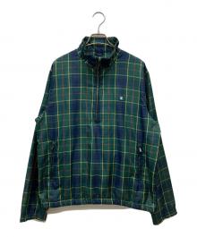 BROOKS BROTHERS（ブルックスブラザーズ）の古着「チェックハーフジッププルオーバー」｜グリーン×ネイビー