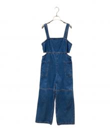 Sea Room lynn（シールームリン）の古着「サイドカッティング デニム サロペット」｜ブルー