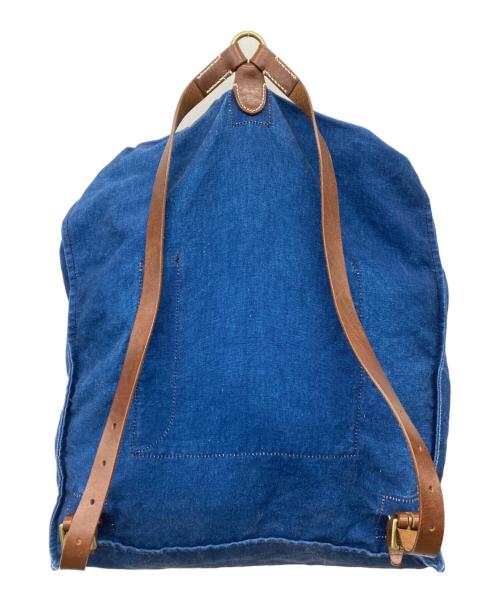 45R（フォーティファイブ・アール）45R (フォーティファイブ・アール) レザーストラップフラップリュック インディゴの古着・服飾アイテム