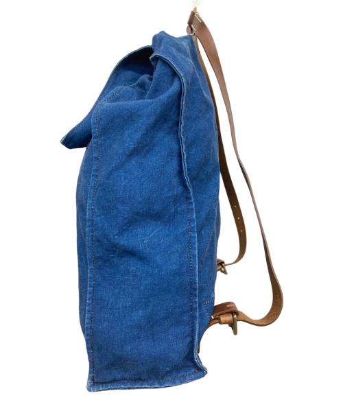 45R（フォーティファイブ・アール）45R (フォーティファイブ・アール) レザーストラップフラップリュック インディゴの古着・服飾アイテム