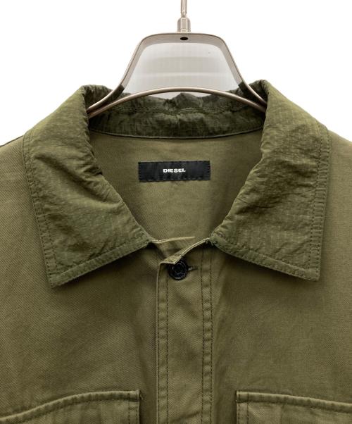 DIESEL（ディーゼル）DIESEL (ディーゼル) 異素材切替シャツジャケット オリーブ サイズ:Mの古着・服飾アイテム