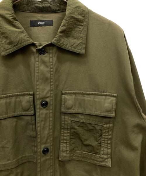 DIESEL（ディーゼル）DIESEL (ディーゼル) 異素材切替シャツジャケット オリーブ サイズ:Mの古着・服飾アイテム