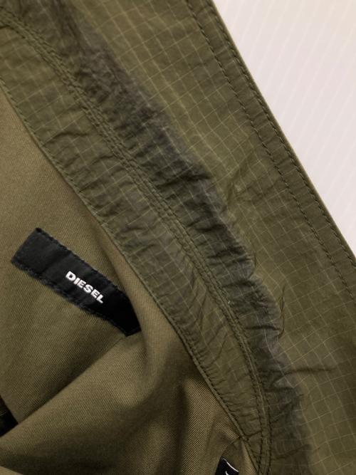 DIESEL（ディーゼル）DIESEL (ディーゼル) 異素材切替シャツジャケット オリーブ サイズ:Mの古着・服飾アイテム