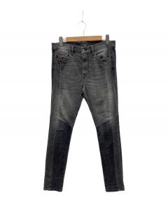 中古・古着通販】WANNA (ワナ) ダメージ加工デニムパンツ ブラック