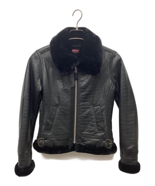 AVIREX（アヴィレックス）AVIREX (アヴィレックス) シープレザー型押しライダースジャケット ブラック サイズ:sの古着・服飾アイテム
