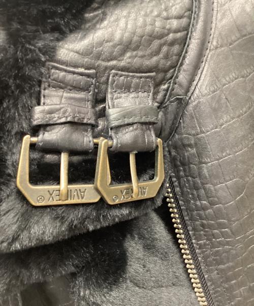 AVIREX（アヴィレックス）AVIREX (アヴィレックス) シープレザー型押しライダースジャケット ブラック サイズ:sの古着・服飾アイテム