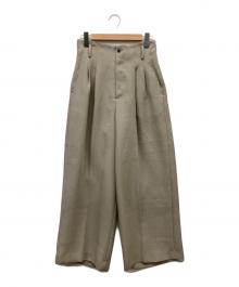 ETRE TOKYO（エトレトウキョウ）の古着「ハイウエストベルテッドセミワイドパンツ」｜ベージュ