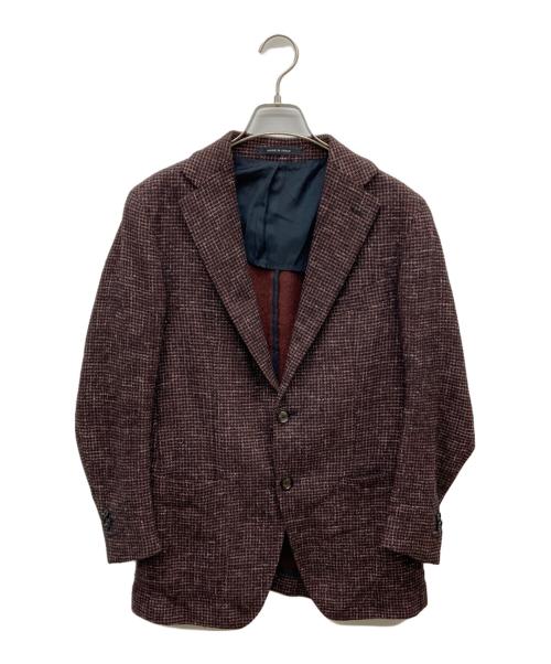 TAGLIATORE（タリアトーレ）TAGLIATORE (タリアトーレ) ウールシルクブレンド2Bジャケット レッド×ブラック サイズ:44の古着・服飾アイテム