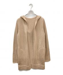 FOXEY（フォクシー）の古着「Knit Cardigan Hoodie Cashmere/カシミヤニットカーディガン」｜ピンクベージュ