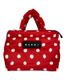 MARNI（マルニ）の古着「3WAY PUFF TOTE BAG MINI/3WAYパフトートバッグミニ/ドット柄バッグ」｜レッド