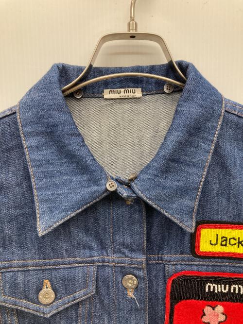 MIU MIU（ミュウミュウ）MIU MIU (ミュウミュウ) ワッペンデザインデニムジャケット インディゴ サイズ:40の古着・服飾アイテム