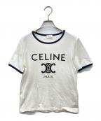 CELINEセリーヌ）の古着「トリオンフプリントクラシックTシャツ」｜ホワイト×ネイビー