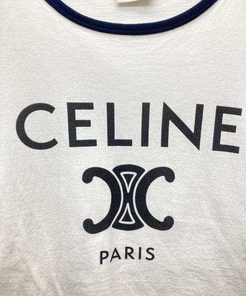 CELINE（セリーヌ）CELINE (セリーヌ) トリオンフプリントクラシックTシャツ ホワイト×ネイビー サイズ:Sの古着・服飾アイテム
