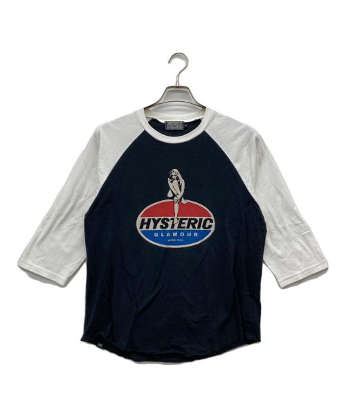 Hysteric Glamour（ヒステリックグラマー）Hysteric Glamour (ヒステリックグラマー) GIRL ON THE TOP 七分袖Tシャツ ホワイト×ブラック サイズ:Mの古着・服飾アイテム