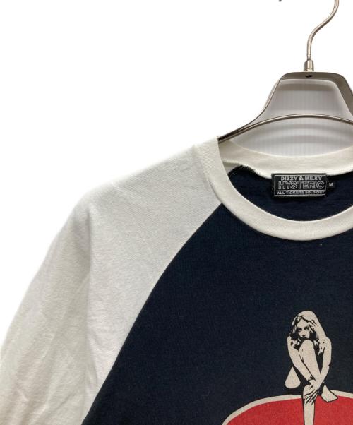 Hysteric Glamour（ヒステリックグラマー）Hysteric Glamour (ヒステリックグラマー) GIRL ON THE TOP 七分袖Tシャツ ホワイト×ブラック サイズ:Mの古着・服飾アイテム