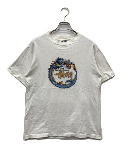 stussy（ステューシー）stussy (ステューシー) 90sドラゴンプリントTシャツ ホワイト サイズ:Mの古着・服飾アイテム