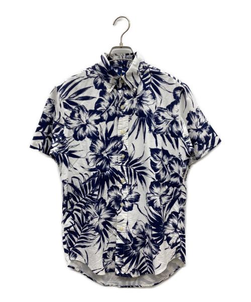 RALPH LAUREN（ラルフローレン）RALPH LAUREN (ラルフローレン) アロハ柄半袖BDシャツ ホワイト×ネイビー サイズ:XSの古着・服飾アイテム
