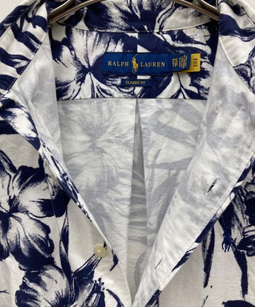 RALPH LAUREN（ラルフローレン）RALPH LAUREN (ラルフローレン) アロハ柄半袖BDシャツ ホワイト×ネイビー サイズ:XSの古着・服飾アイテム