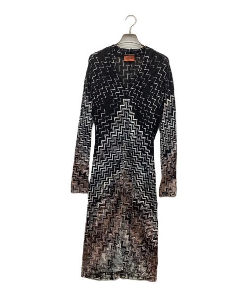 missoni（ミッソーニ）missoni (ミッソーニ) ジグザグ柄ニットワンピース ブラック サイズ:40の古着・服飾アイテム