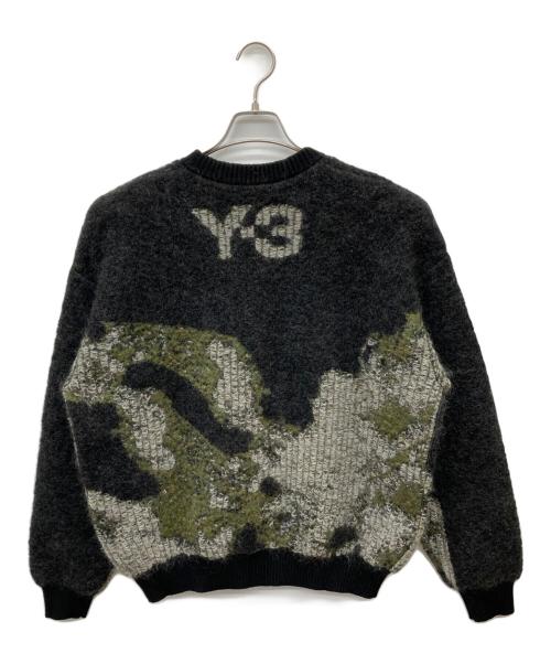Y-3（ワイスリー）Y-3 (ワイスリー) U CH1 CAMO KNIT CREW SWEATER チャコールグレー×カーキ サイズ:XSの古着・服飾アイテム