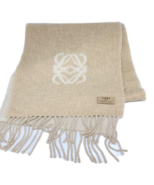LOEWE（ロエベ）LOEWE (ロエベ) ラムウール×アンゴラ アナグラムマフラー ベージュの古着・服飾アイテム