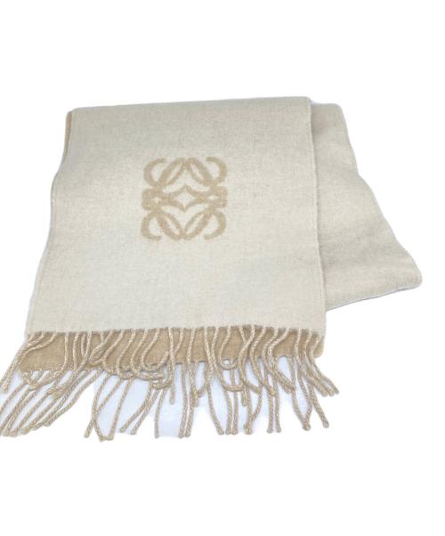 LOEWE（ロエベ）LOEWE (ロエベ) ラムウール×アンゴラ アナグラムマフラー ベージュの古着・服飾アイテム