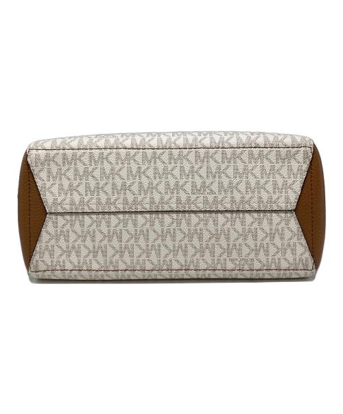 MICHAEL KORS（マイケル・コース）MICHAEL KORS (マイケル・コース) KIMBERLY SMALL SATCHEL MERLOT BAG/キムバリー スモール サッチェル メルロー マルチ トートバッグ  ベージュ×ブラウンの古着・服飾アイテム