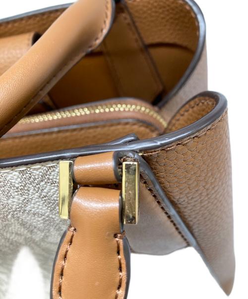 MICHAEL KORS（マイケル・コース）MICHAEL KORS (マイケル・コース) KIMBERLY SMALL SATCHEL MERLOT BAG/キムバリー スモール サッチェル メルロー マルチ トートバッグ  ベージュ×ブラウンの古着・服飾アイテム