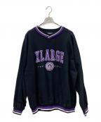 X-LARGEエクストララージ）の古着「PIPING V NECK SWEAT」｜ブラック