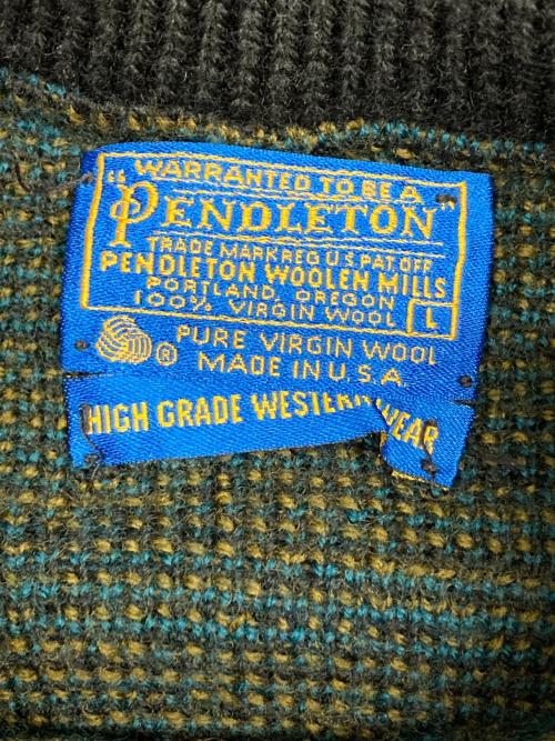 PENDLETON（ペンドルトン）PENDLETON (ペンドルトン) 70-80sネイティブ柄ニット ブラック サイズ:Lの古着・服飾アイテム