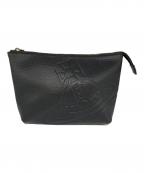 Vivienne Westwoodヴィヴィアンウエストウッド）の古着「ビッグエンボスオーブロゴレザーポーチ」｜ブラック