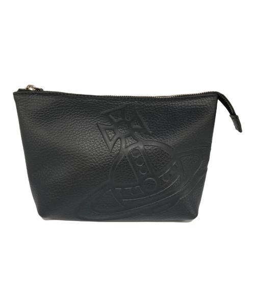 Vivienne Westwood（ヴィヴィアンウエストウッド）Vivienne Westwood (ヴィヴィアンウエストウッド) ビッグエンボスオーブロゴレザーポーチ ブラックの古着・服飾アイテム