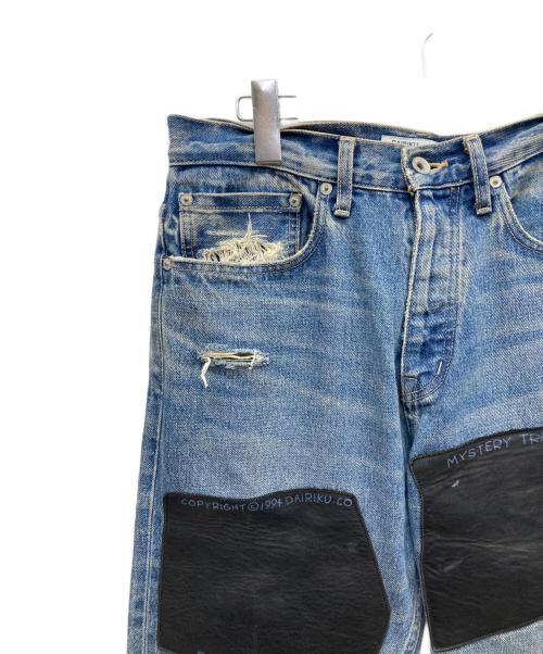 DAIRIKU（ダイリク）DAIRIKU (ダイリク) Painted ＆ Leather Patch Slim/ペイント＆レザーパッチスリムパンツ Pants インディゴ サイズ:29の古着・服飾アイテム
