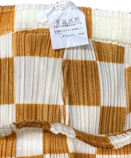 PLEATS PLEASE（プリーツプリーズ）PLEATS PLEASE (プリーツプリーズ) ブロックチェックプリーツパンツ アイボリー×ブラウン サイズ:1の古着・服飾アイテム