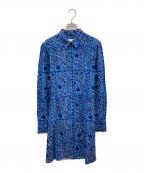 EQUIPMENTエキップモン）の古着「総柄シルクロングシャツ」｜ブルー