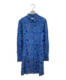 EQUIPMENT（エキップモン）の古着「総柄シルクロングシャツ」｜ブルー