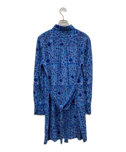 EQUIPMENT（エキップモン）EQUIPMENT (エキップモン) 総柄シルクロングシャツ ブルー サイズ:Mの古着・服飾アイテム