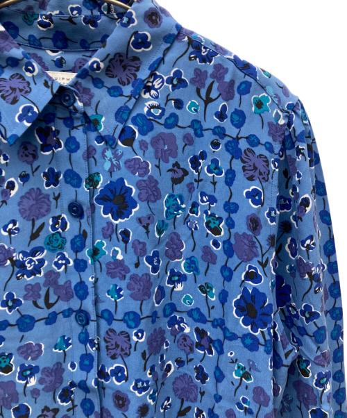 EQUIPMENT（エキップモン）EQUIPMENT (エキップモン) 総柄シルクロングシャツ ブルー サイズ:Mの古着・服飾アイテム