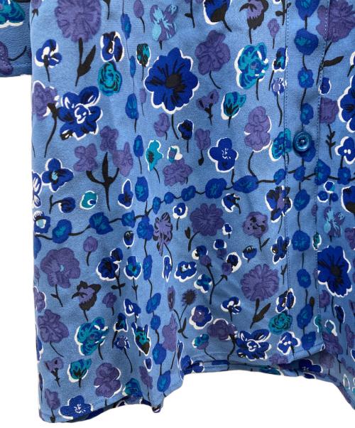 EQUIPMENT（エキップモン）EQUIPMENT (エキップモン) 総柄シルクロングシャツ ブルー サイズ:Mの古着・服飾アイテム