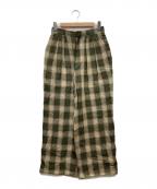 INSCRIREアンスクリア）の古着「リネンチェックパンツ」｜グリーン