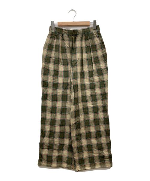 INSCRIRE（アンスクリア）INSCRIRE (アンスクリア) リネンチェックパンツ グリーン サイズ:36の古着・服飾アイテム