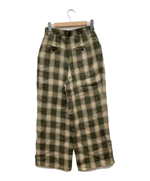 INSCRIRE（アンスクリア）INSCRIRE (アンスクリア) リネンチェックパンツ グリーン サイズ:36の古着・服飾アイテム