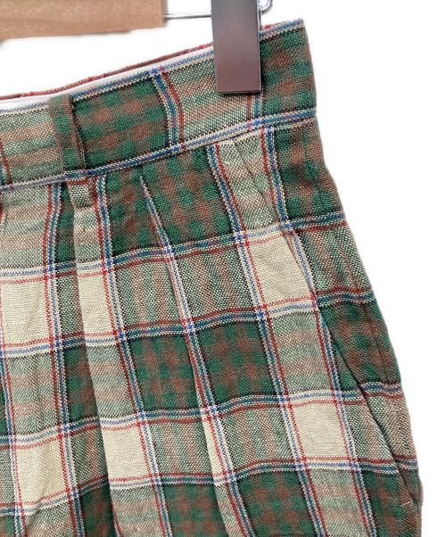 INSCRIRE（アンスクリア）INSCRIRE (アンスクリア) リネンチェックパンツ グリーン サイズ:36の古着・服飾アイテム