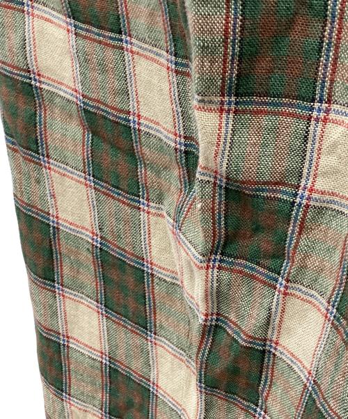 INSCRIRE（アンスクリア）INSCRIRE (アンスクリア) リネンチェックパンツ グリーン サイズ:36の古着・服飾アイテム
