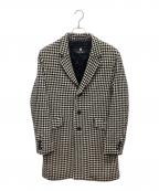 BLACK LABEL CRESTBRIDGEブラックレーベル クレストブリッジ）の古着「ハウンドトゥースチェスターコート」｜ホワイト×ブラック