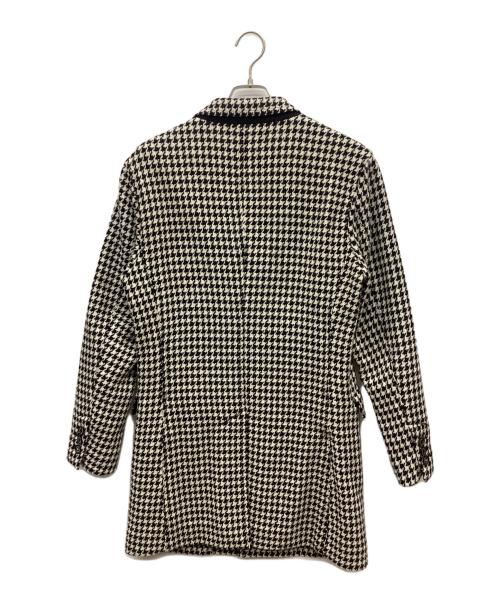 BLACK LABEL CRESTBRIDGE（ブラックレーベル クレストブリッジ）BLACK LABEL CRESTBRIDGE (ブラックレーベル クレストブリッジ) ハウンドトゥースチェスターコート ホワイト×ブラック サイズ:Mの古着・服飾アイテム