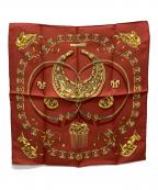 HERMESエルメス）の古着「カレ45 シルクスカーフ/LES CAVALIERS D'OR 黄金の騎士」｜レッド