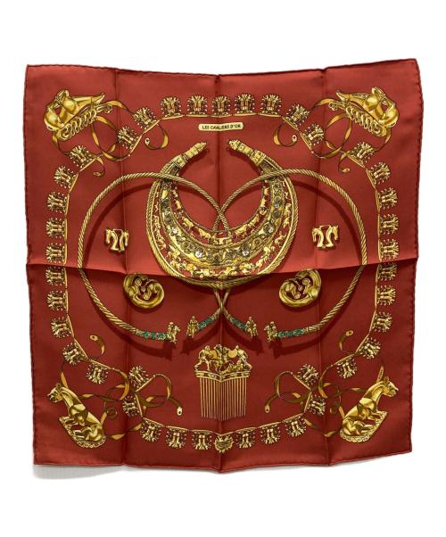 HERMES（エルメス）HERMES (エルメス) カレ45 シルクスカーフ/LES CAVALIERS D'OR 黄金の騎士 レッドの古着・服飾アイテム
