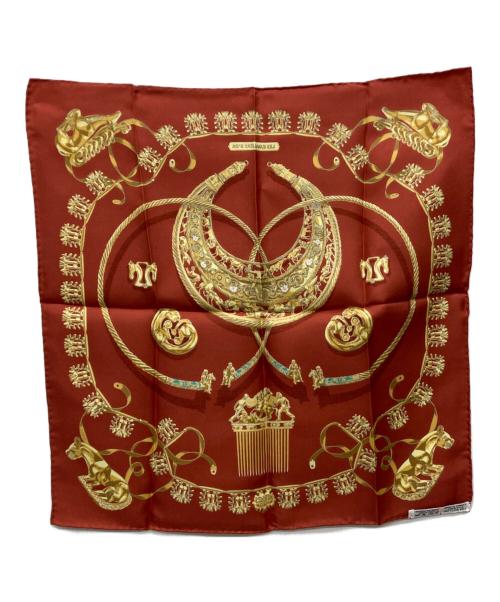 HERMES（エルメス）HERMES (エルメス) カレ45 シルクスカーフ/LES CAVALIERS D'OR 黄金の騎士 レッドの古着・服飾アイテム