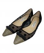 JIMMY CHOOジミーチュウ）の古着「シアー ドット柄 フラットパンプス」｜ブラック